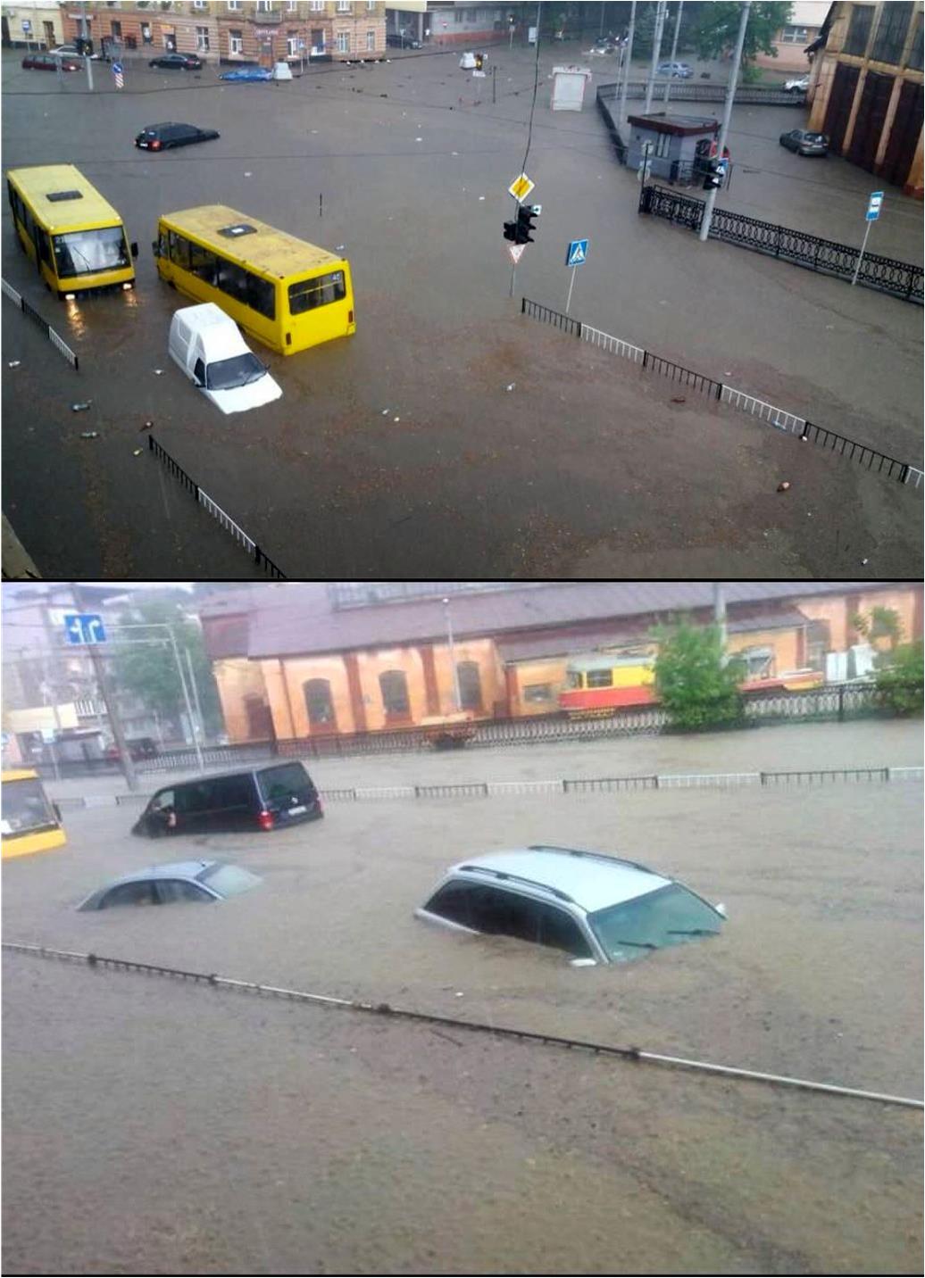 Підтоплення перехрестя вул. Сахарова - Вітовського