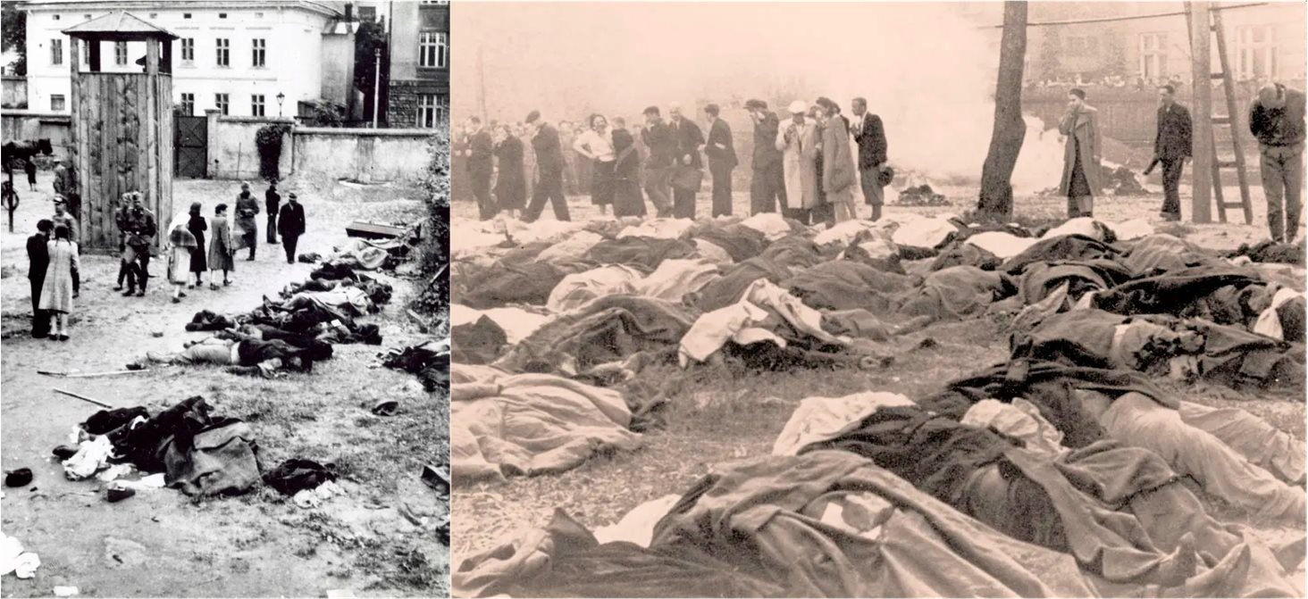 Близько тисячі закатованих тіл було виявлено в тюрмі на Лонцького. Поки їх не прибрали, гестапо діяло в палаці Семенських-Левицьких