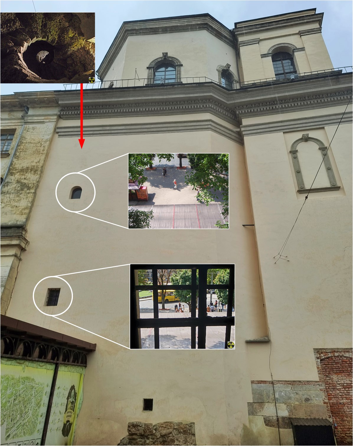 Фасад сучасного Гарнізонного храму Львова та хід, яким ми тоді спускалися